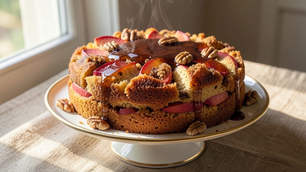 Apple Cake With Rum Sauce Recipe: Boozy Moist Crumb and Spiced Caramel Drizzle