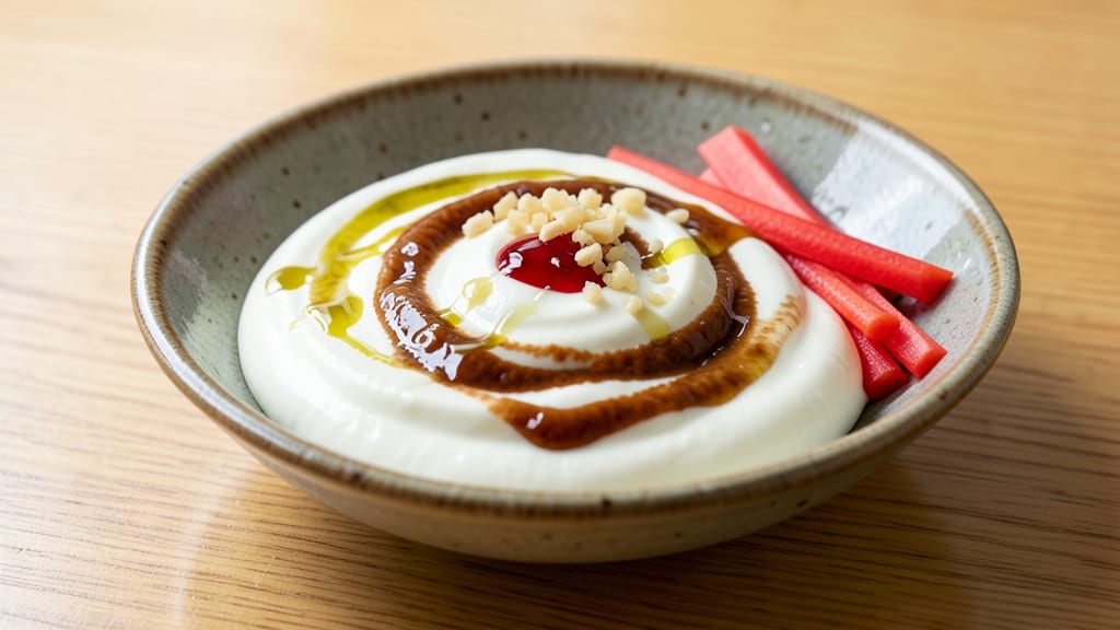 Athenian Sauce Recipe: Crispy Celery Crown Over Creamy Yogurt Base